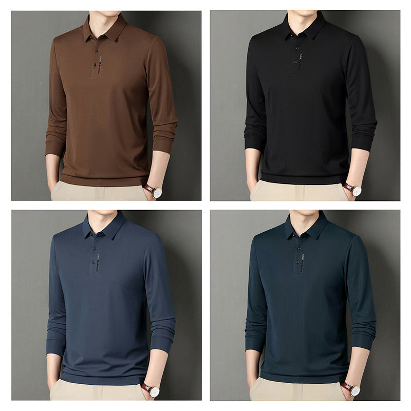 Camisa Polo Manga Larga Tipo Waffle para Hombre