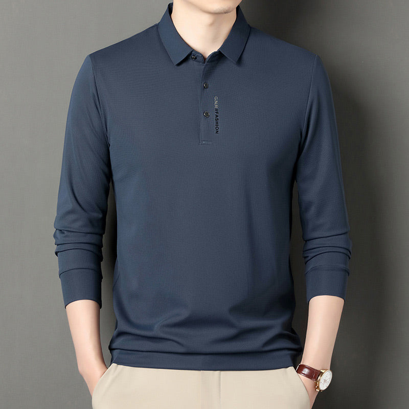 Camisa Polo Manga Larga Tipo Waffle para Hombre