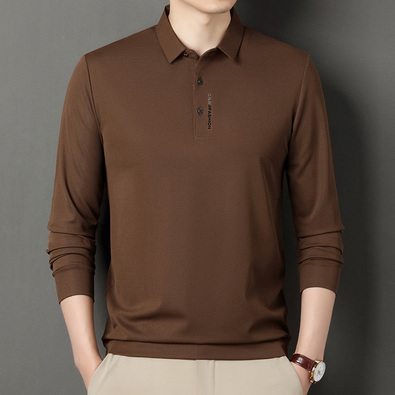 Camisa Polo Manga Larga Tipo Waffle para Hombre