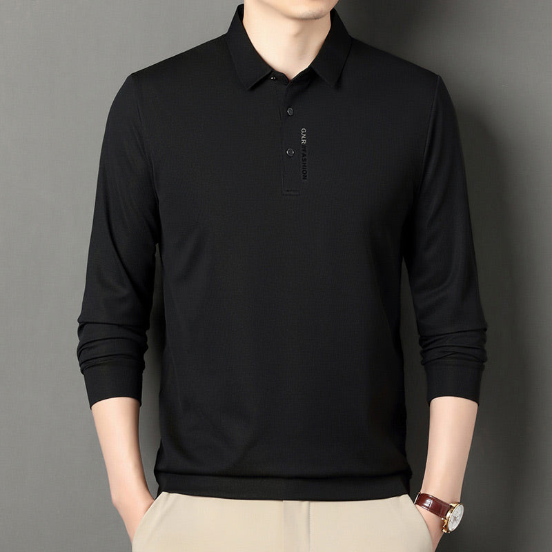 Camisa Polo Manga Larga Tipo Waffle para Hombre
