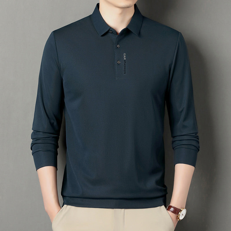 Camisa Polo Manga Larga Tipo Waffle para Hombre