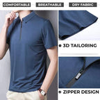 Camisa Polo de Seda Fría para Hombre con Cierre