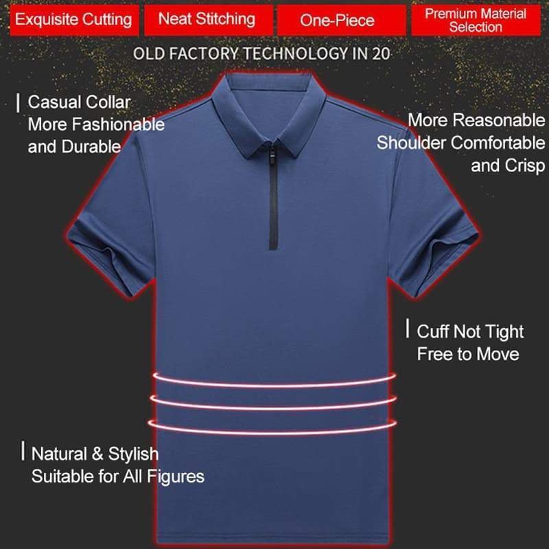 Camisa Polo de Seda Fría para Hombre con Cierre