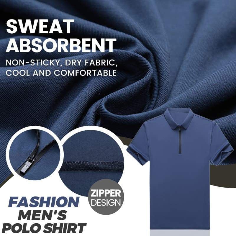Camisa Polo de Seda Fría para Hombre con Cierre