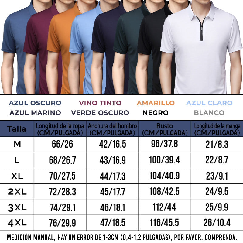 Camisa Polo de Seda Fría para Hombre con Cierre