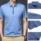 Camisa Polo de Seda Fría para Hombre con Cierre