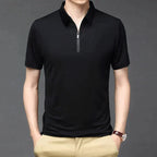 Camisa Polo de Seda Fría para Hombre con Cierre