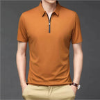 Camisa Polo de Seda Fría para Hombre con Cierre
