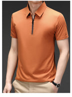 Camisa Polo de Seda Fría para Hombre con Cierre