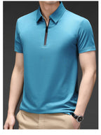 Camisa Polo de Seda Fría para Hombre con Cierre