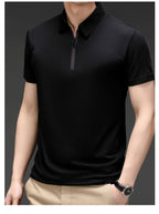 Camisa Polo de Seda Fría para Hombre con Cierre