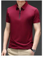 Camisa Polo de Seda Fría para Hombre con Cierre