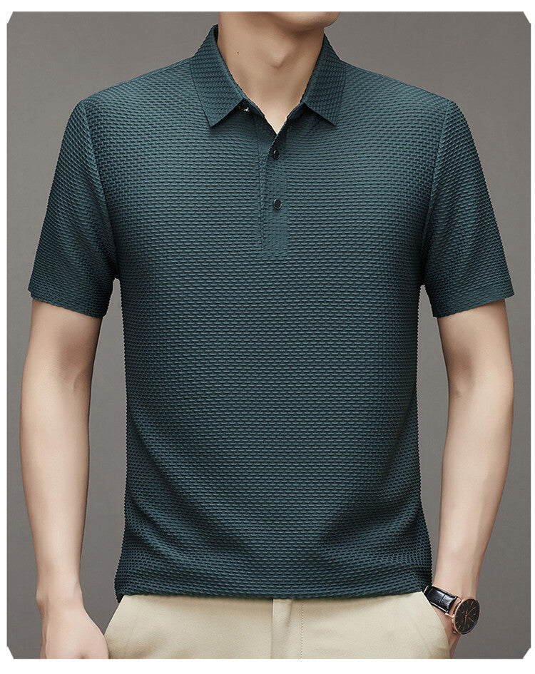 Camisa Polo de Seda Fría Manga Corta para Hombre