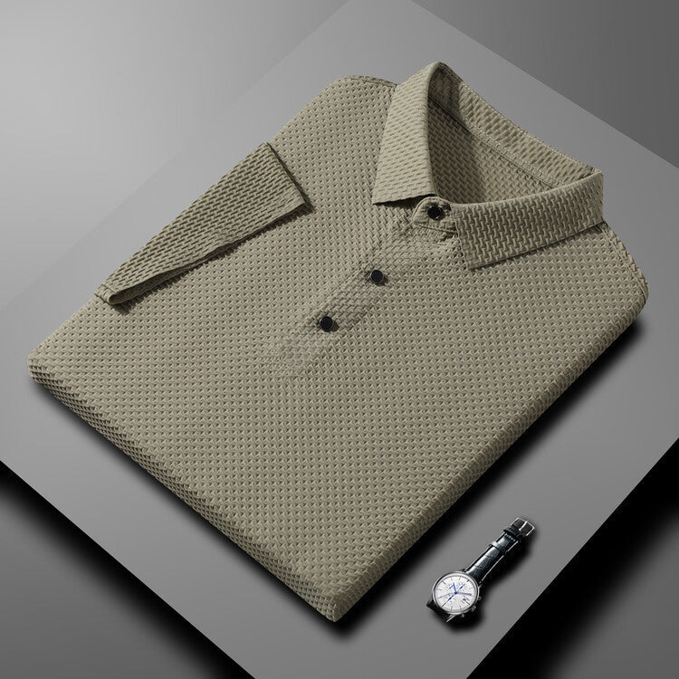 Camisa Polo de Seda Fría Manga Corta para Hombre