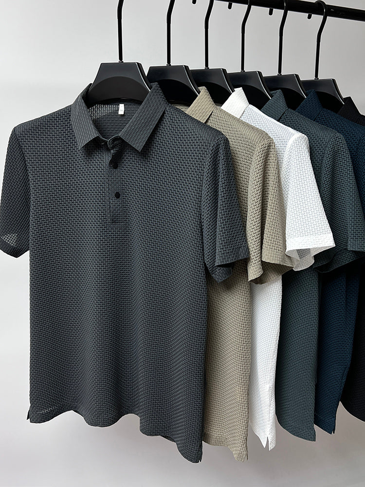 Camisa Polo de Seda Fría Manga Corta para Hombre