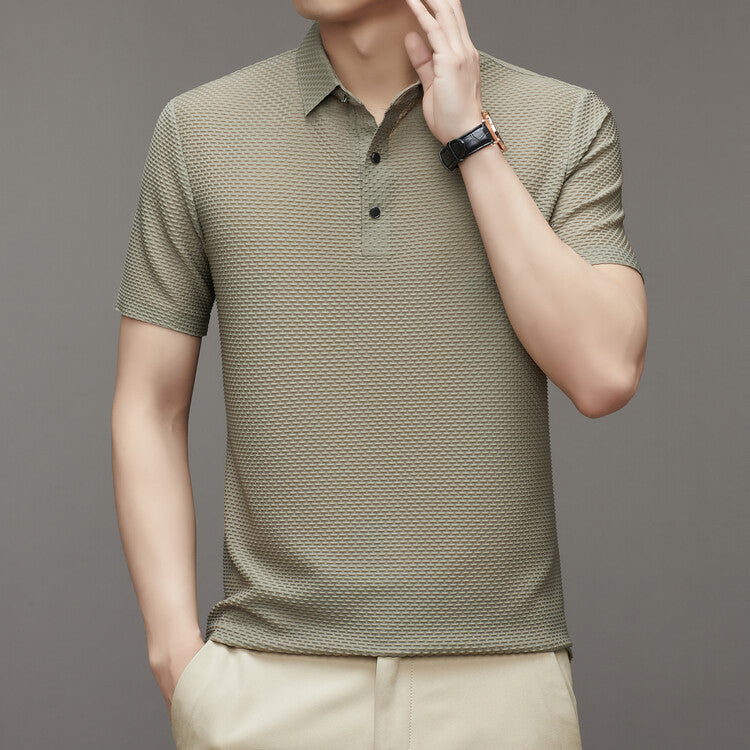 Camisa Polo de Seda Fría Manga Corta para Hombre