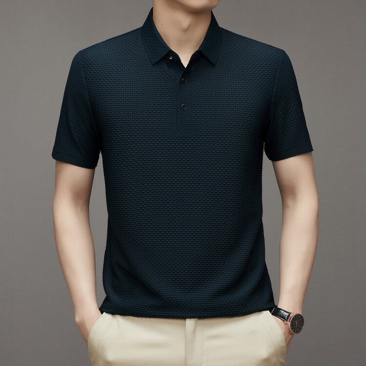Camisa Polo de Seda Fría Manga Corta para Hombre