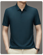 Camisa Polo de Seda Fría Manga Corta para Hombre