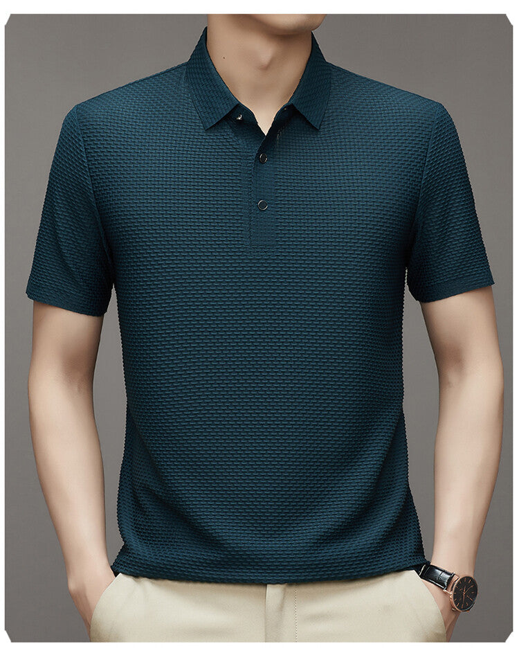 Camisa Polo de Seda Fría Manga Corta para Hombre