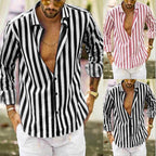 Camisa a Rayas Manga Larga para Hombre con Botones