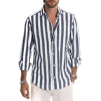 Camisa a Rayas Manga Larga para Hombre con Botones