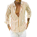 Camisa a Rayas Manga Larga para Hombre con Botones