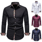 Camisa Manga Larga Slim Fit con Estampado Floral Interior
