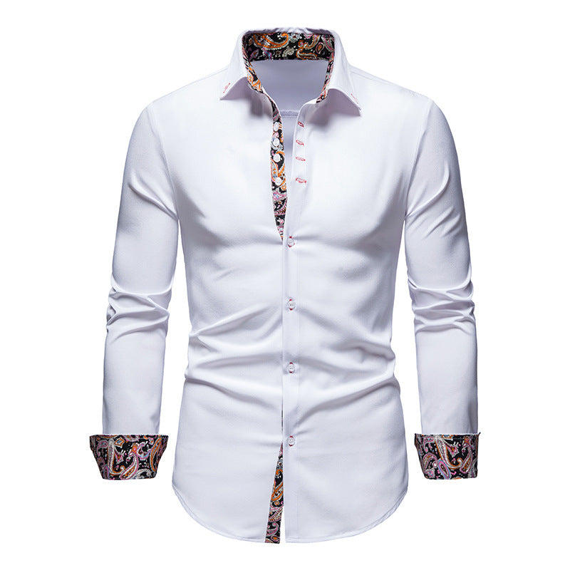 Camisa Manga Larga Slim Fit con Estampado Floral Interior