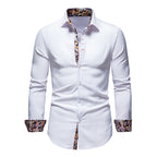 Camisa Manga Larga Slim Fit con Estampado Floral Interior