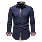 Camisa Manga Larga Slim Fit con Estampado Floral Interior