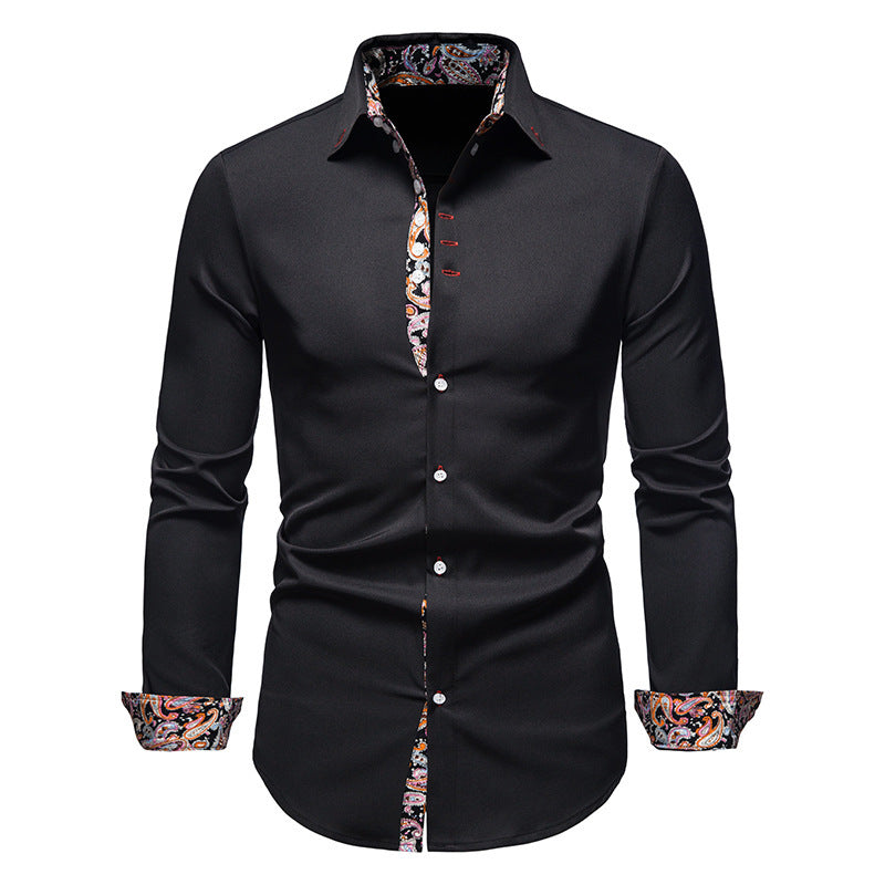 Camisa Manga Larga Slim Fit con Estampado Floral Interior