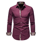 Camisa Manga Larga Slim Fit con Estampado Floral Interior