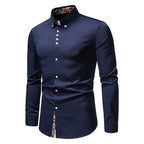 Camisa Manga Larga Slim Fit con Estampado Floral Interior
