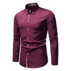 Camisa Manga Larga Slim Fit con Estampado Floral Interior