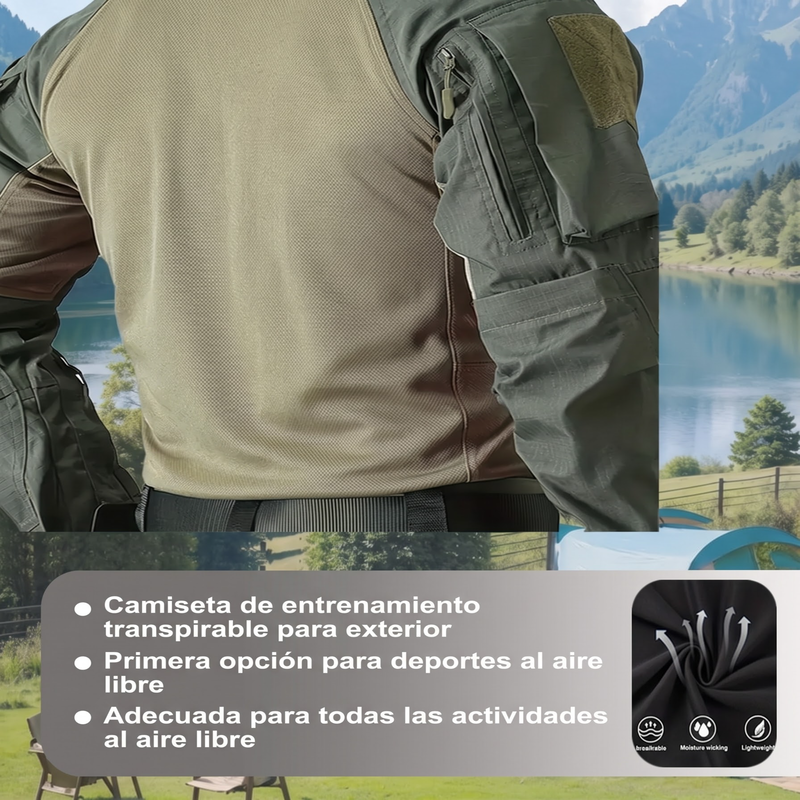 Camisa Táctica Manga Larga para Hombre con Media Cremallera