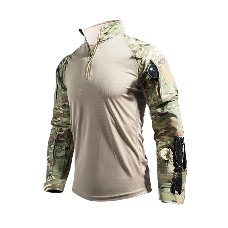 Camisa Táctica Manga Larga para Hombre con Media Cremallera