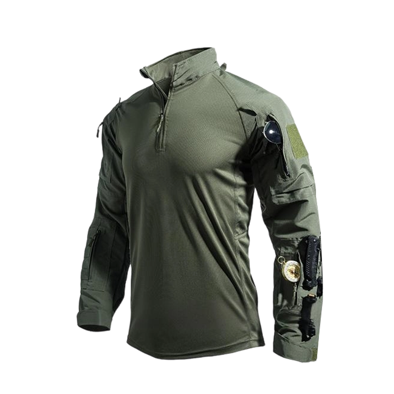 Camisa Táctica Manga Larga para Hombre con Media Cremallera