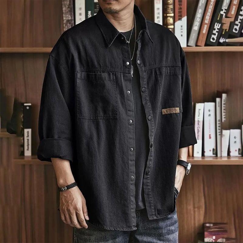 Camisa Utilitaria Holgada para Hombre Manga Larga