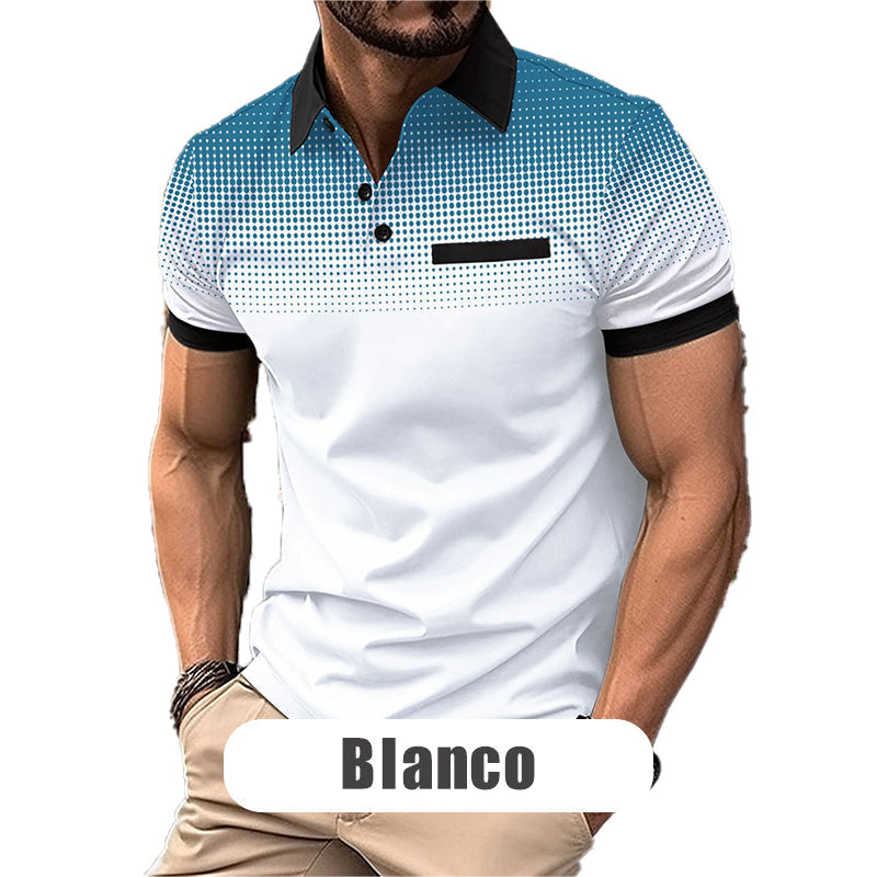Camisa de Verano con Solapa para Hombre Manga Corta