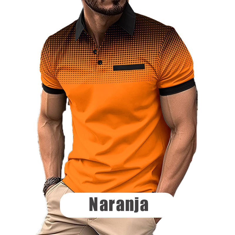 Camisa de Verano con Solapa para Hombre Manga Corta