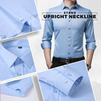 Camisa de Vestir Elástica Sin Arrugas para Hombre Slim Fit