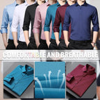 Camisa de Vestir Elástica Sin Arrugas para Hombre Slim Fit