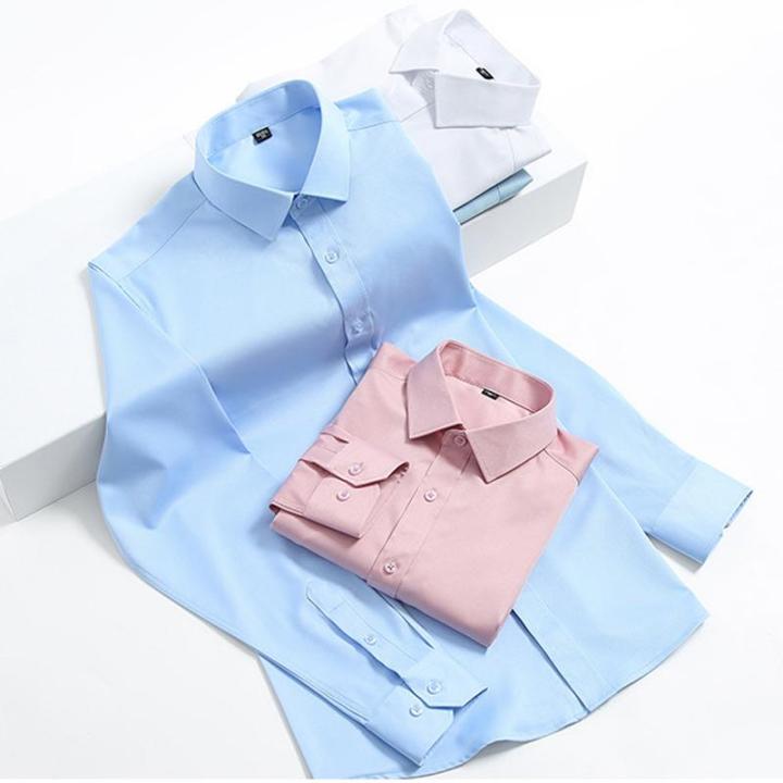 Camisa de Vestir Elástica Sin Arrugas para Hombre Slim Fit