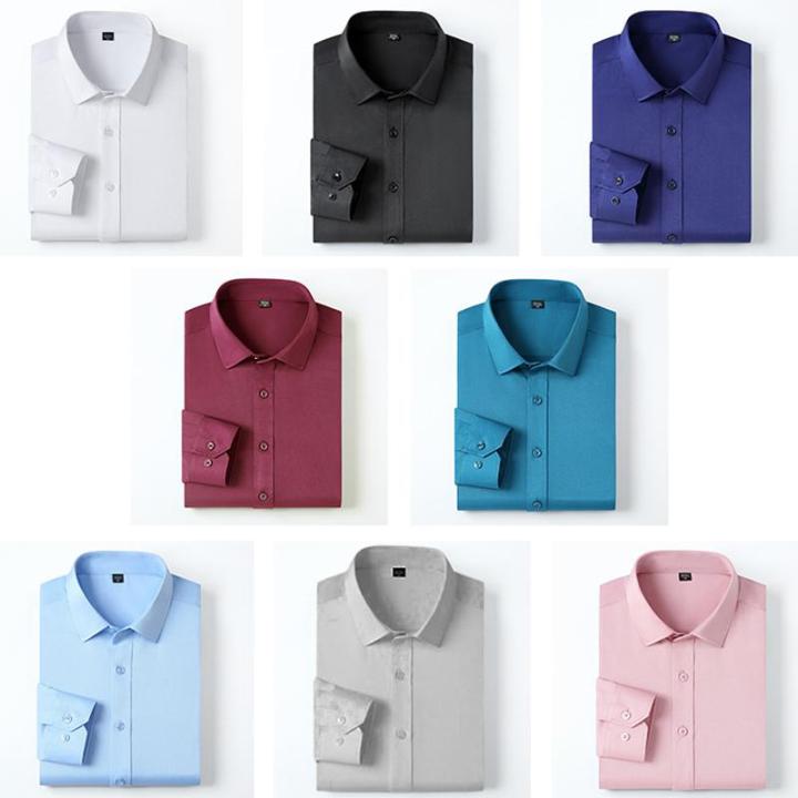 Camisa de Vestir Elástica Sin Arrugas para Hombre Slim Fit