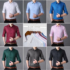 Camisa de Vestir Elástica Sin Arrugas para Hombre Slim Fit