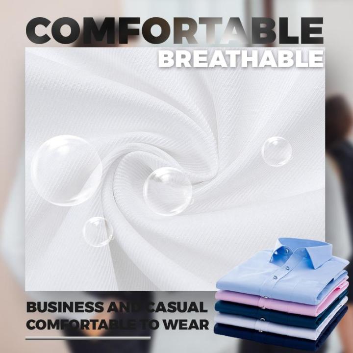 Camisa de Vestir Elástica Sin Arrugas para Hombre Slim Fit