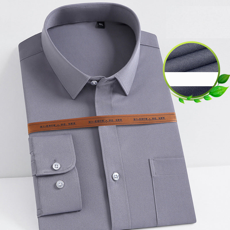 Camisa de Vestir Elástica Sin Arrugas para Hombre Slim Fit