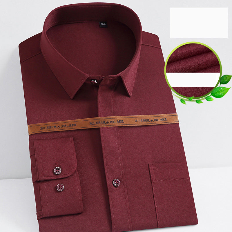 Camisa de Vestir Elástica Sin Arrugas para Hombre Slim Fit