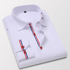 Camisa de Vestir Manga Larga Antiarrugas con Ribete