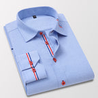 Camisa de Vestir Manga Larga Antiarrugas con Ribete